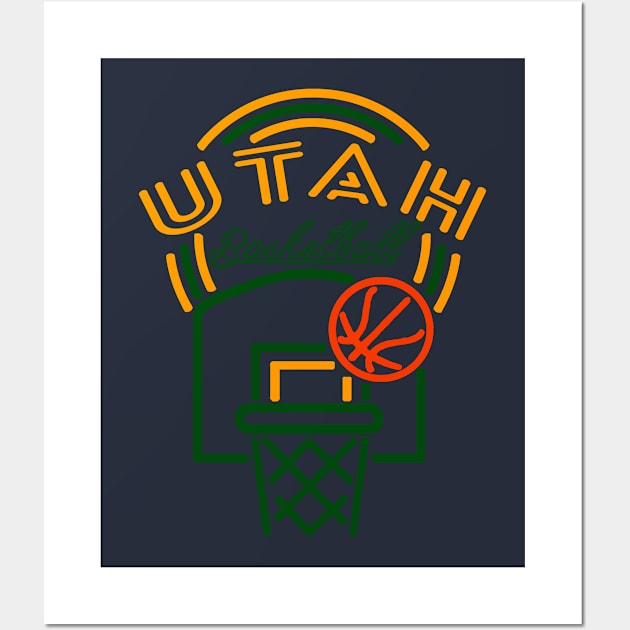 Neon Utah Basketball Wall Art by MulletHappens